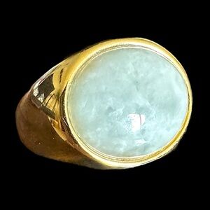 Vintage Genuine Lab Chalcedony Vermeil Silver Ring Size 7